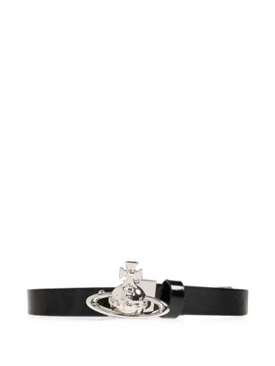 Vivienne Westwood Orb-plaque Leather Belt In Black