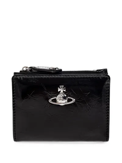 Vivienne Westwood Orb-plaque Leather Wallet In Black