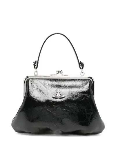 Vivienne Westwood Orb-plaque Patent Tote Bag In Black
