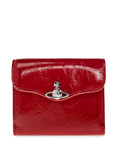 Vivienne Westwood Orb-plaque Patent-finish Wallet In Blue