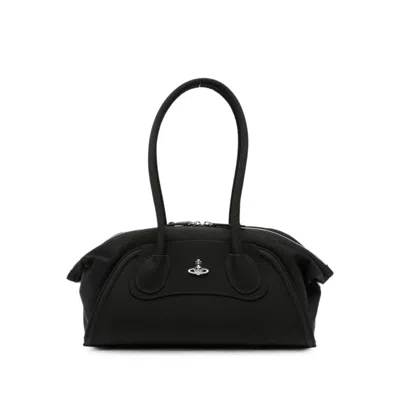 Vivienne Westwood Orb-plaque Leather Shoulder Bag In Black