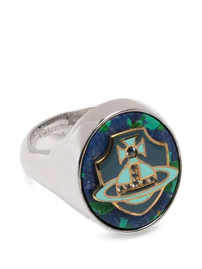 Vivienne Westwood Orb-plaque Signet Ring In Silver