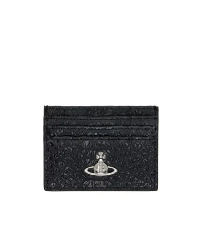 Vivienne Westwood Orb-plaque Snakeskin-effect Cardholder In Black