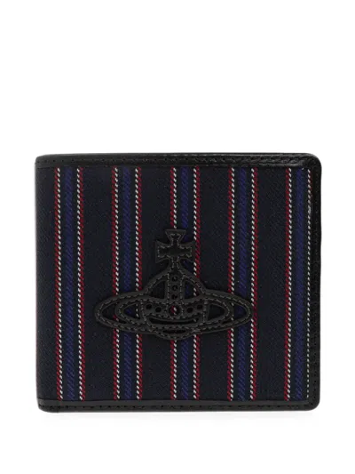 Vivienne Westwood Orb-plaque Striped Wallet In Blue