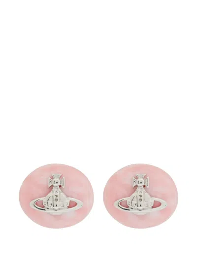 Vivienne Westwood Orb-plaque Stud Earrings In Pink