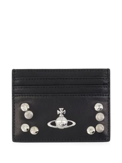Vivienne Westwood Orb-plaque Studded Card Holder In Black