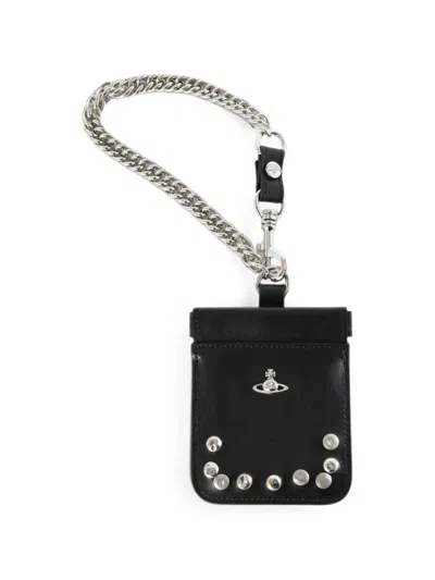 Vivienne Westwood Orb-plaque Studded Card Holder In Black