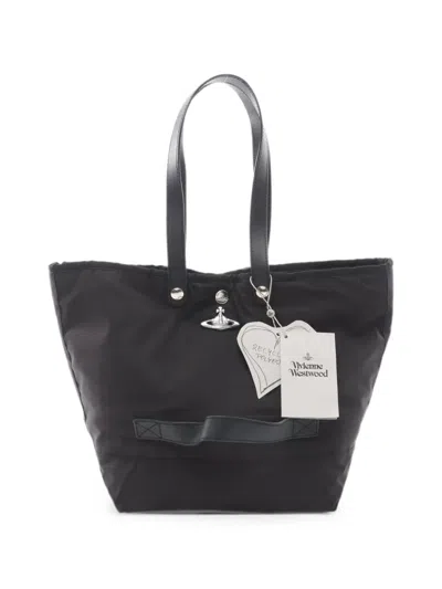 Pre-owned Vivienne Westwood Orb-plaque Tote Bag In Black