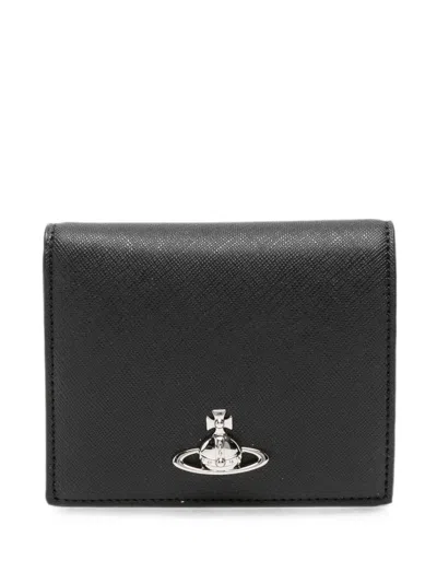 Vivienne Westwood Orb Compact Leather Wallet In Black
