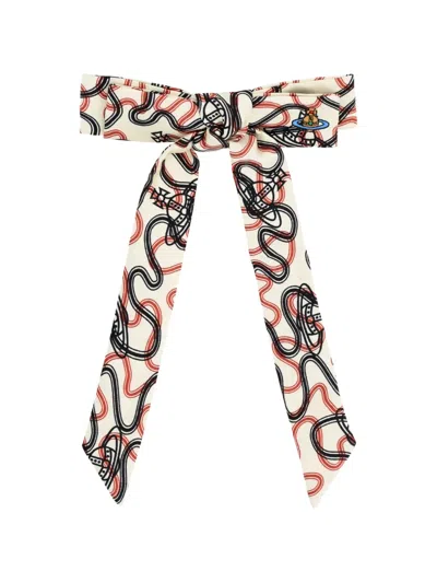 Vivienne Westwood Orb-print Bow Hair Clip In Neutral