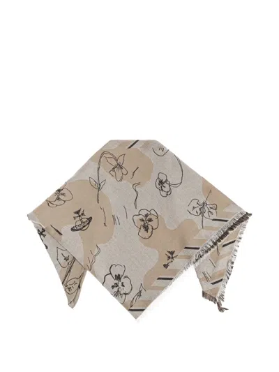 Vivienne Westwood Orb-print Frayed Scarf In Neutral