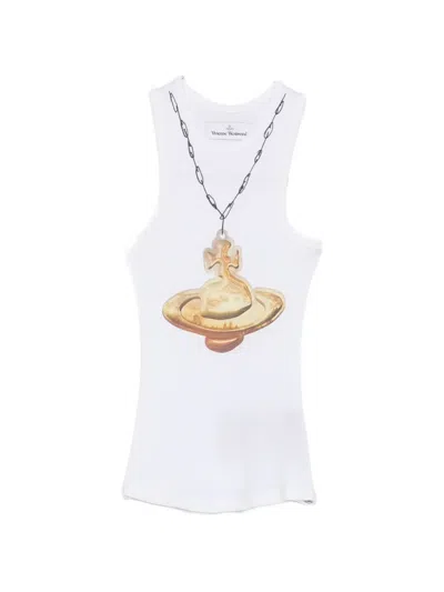 Vivienne Westwood Orb-print Ribbed Vest In White