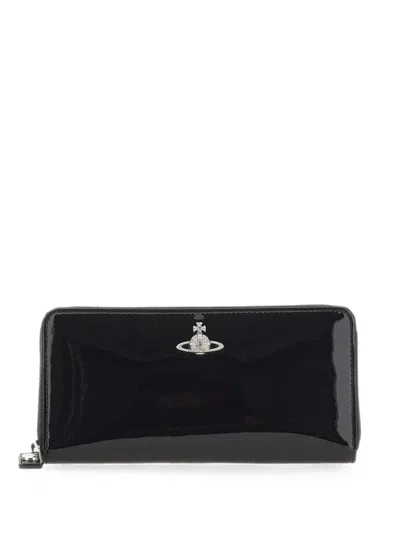 Vivienne Westwood Orb-rhinestone-embellished Wallet In Black