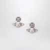 Vivienne Westwood Silver Balbina Earrings With Pearl In Silver