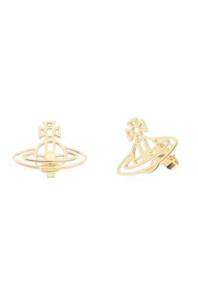 Vivienne Westwood Orecchini Thin Lines Orb Stud In Gold