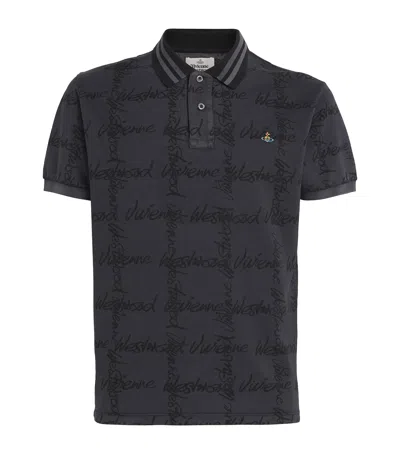 Vivienne Westwood Organic Cotton Orb Polo Shirt In Black