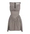 Vivienne Westwood Mini Sunday Draped Pleated Checked Cotton-poplin Mini Dress In Gray