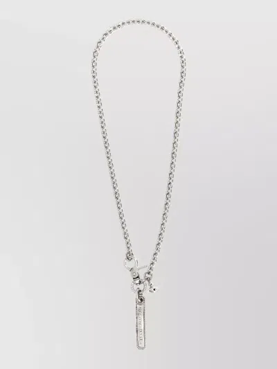 Vivienne Westwood Orpheus Chain Design Silver Tone Necklace In White