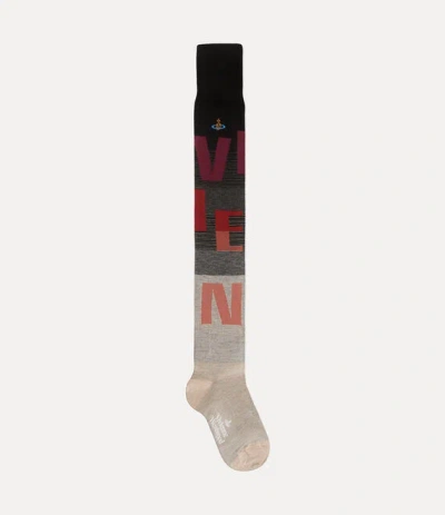 Vivienne Westwood Over The Knee Sock Logomania Grey Os-u Women In Gray