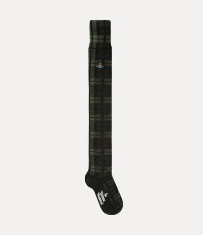 Vivienne Westwood Over The Knee Sock Moonshine Tartan Green Os-u Women