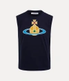Vivienne Westwood Oversized Orb Muscle Vest Cotton Navy Blue Xl Men In Blue