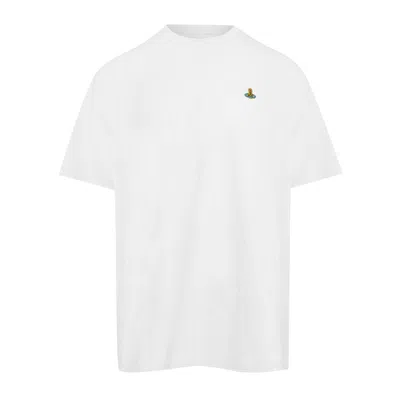 Vivienne Westwood Oversized Tee With Multicolor Orb Design In White