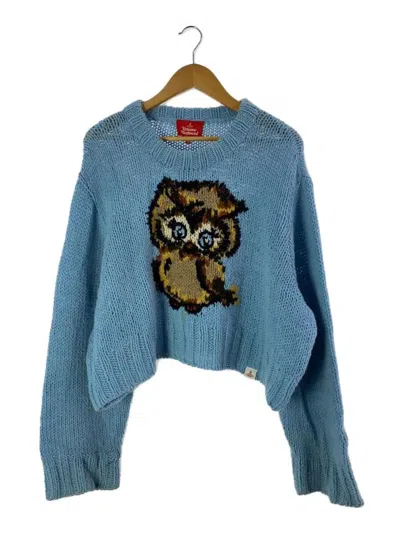 Pre-owned Vivienne Westwood Owl Stitch Boxy Cropped Knit Sweater In Blue