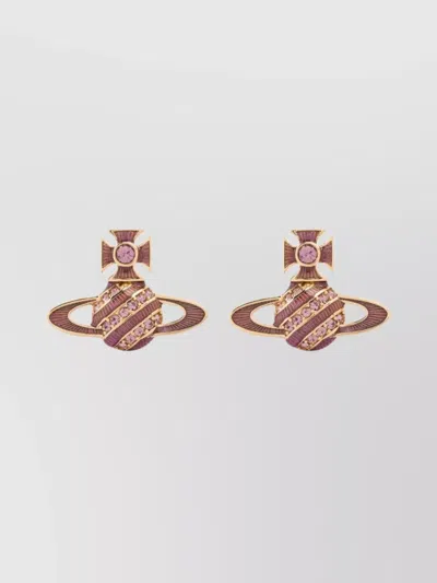 Vivienne Westwood Pair Of Orb Stud Earrings With Embellished Design In Multi