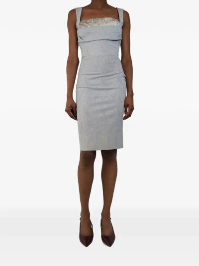 Pre-owned Vivienne Westwood Paisley Sequin Midi Dress In Gray