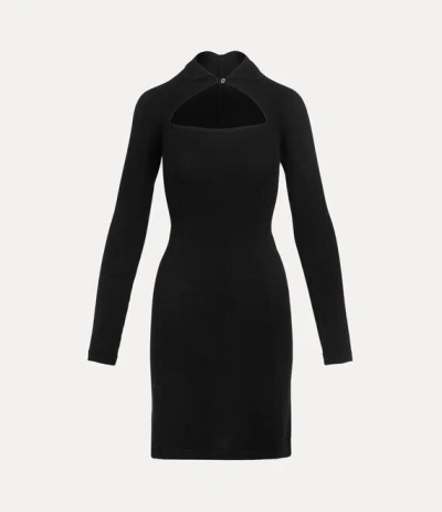 Vivienne Westwood Knee Length Dress With Cut-out Detail And Long Sleeves In Black