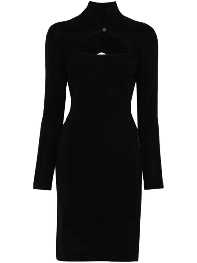 Vivienne Westwood Knee Length Dress With Cut-out Detail And Long Sleeves In Black