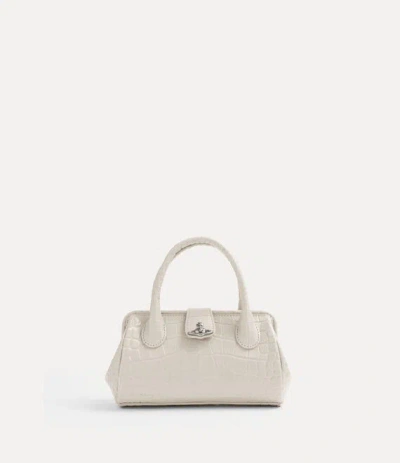 Vivienne Westwood Pamela Small Bag Emboss Croc Leather Pearl-white In Neutral