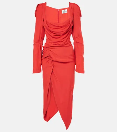 Vivienne Westwood Panther Draped Midi Dress In Rot