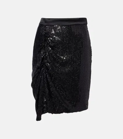 Vivienne Westwood Panther Gathered Sequined Midi Skirt In Black