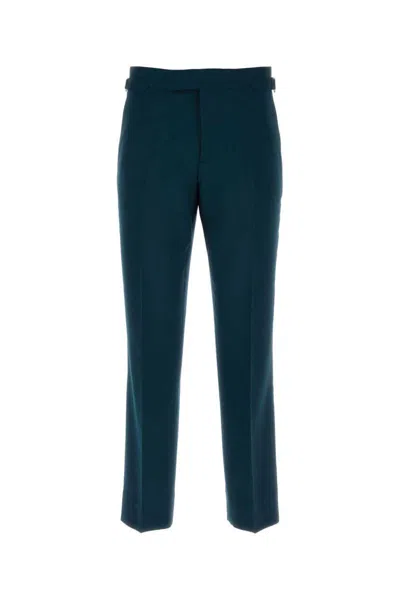 Vivienne Westwood Pantalone Sang In Lana Petrolio Uomo In Blue
