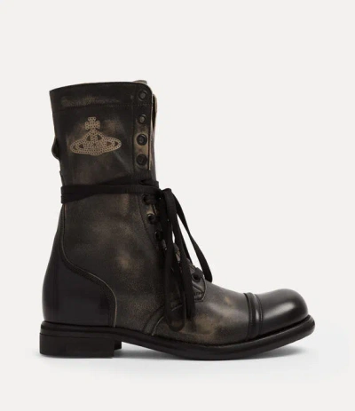 Vivienne Westwood Parachute Boot Leather -off-black 11-45 Men In Brown