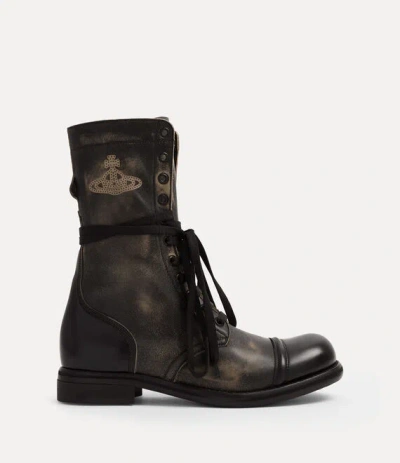Vivienne Westwood Parachute Boot Leather -off-black 7-40 Women In Brown