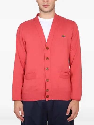 Vivienne Westwood Patch-pocket Buttoned Cardigan In Red