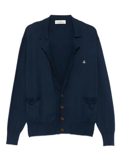 Vivienne Westwood Knitwear V-neck Ribbed Cuffs Pockets In Blue