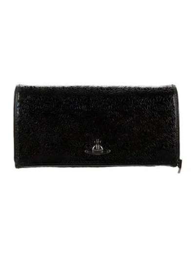 Pre-owned Vivienne Westwood Patent Leather Continental Wallet In Black