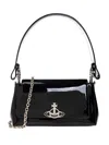 Vivienne Westwood Patent-leather Orb Shoulder Bag In Black