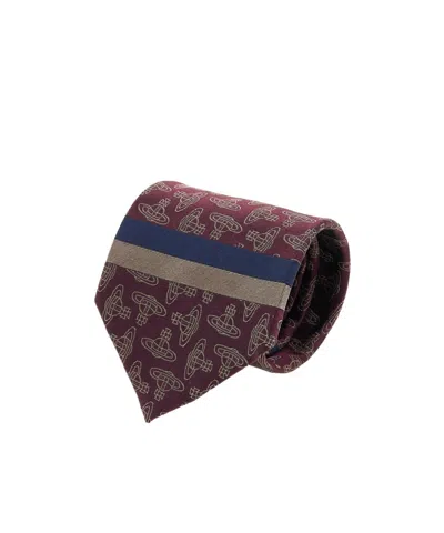 Vivienne Westwood Pattern Jacquard Tie In Burgundy
