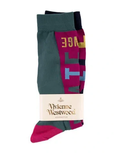 Pre-owned Vivienne Westwood Pattern Print Socks W/tags In Green