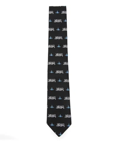 Vivienne Westwood Patterned Tie In Black