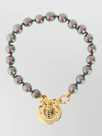 Vivienne Westwood Pearl Aleksa Bracelet Gold Tone Hardware In Gray