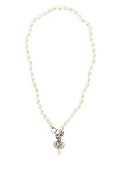Vivienne Westwood Pearl And Crystal Necklace In White