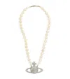 Vivienne Westwood Pearl Bas Relief Necklace In Silver