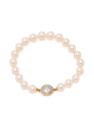 Vivienne Westwood Pearl Bracelet With White In Neutral