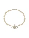 Vivienne Westwood Pearl Choker With Orb Basrelief In White