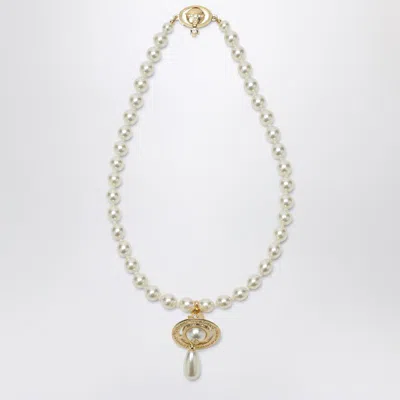 Vivienne Westwood Pearl Choker With Orb Pendant In Neutral